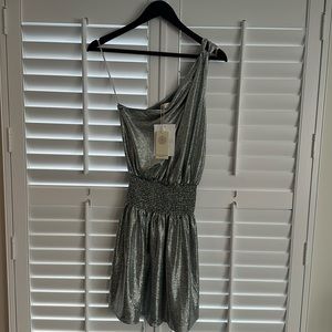 Ramy Brook Nadya Dress, Silver, Size Medium